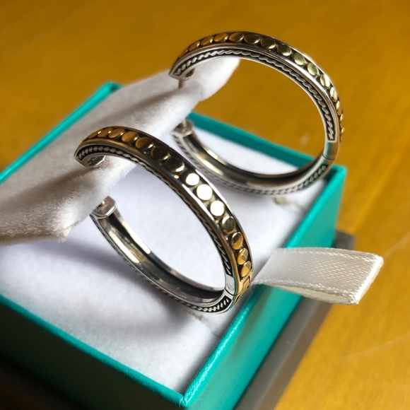 EFFY 18k Yellow Gold and Sterling Silver Med size Hoop Earrings - Picture 3 of 8